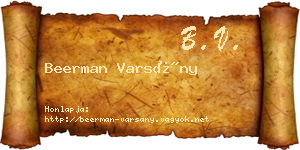 Beerman Varsány névjegykártya